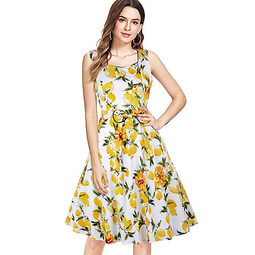 Women's Swing Dress Midi Dress - Sleeveless Print Summer Vintage 2020 Yellow S M L XL XXL
Women's Swing Dress Midi Dress - Sleeveless Print Summer Vintage 2020 Yellow S M L XL XXL