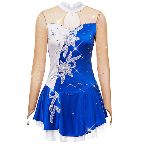 Figure Skating Dress Women's Girls' Ice Skating Dress Blue / White Patchwork Spandex Stretch Yarn High Elasticity Competition Skating Wear Classic Long Sleeve Figure Skating
Figure Skating Dress Women's Girls' Ice Skating Dress Blue / White Patchwork Spandex Stretch Yarn High Elasticity Competition Skating Wear Classic Long Sleeve Figure Skating