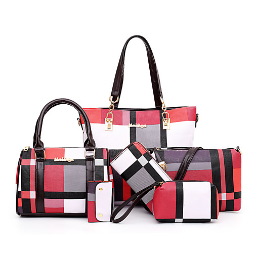 Women's Bags PU Leather Bag Set 6 Pieces Purse Set Zipper Lattice Solid Color Daily Outdoor Bag Sets Handbags Black Blue Red Green
Women's Bags PU Leather Bag Set 6 Pieces Purse Set Zipper Lattice Solid Color Daily Outdoor Bag Sets Handbags Black Blue Red Green