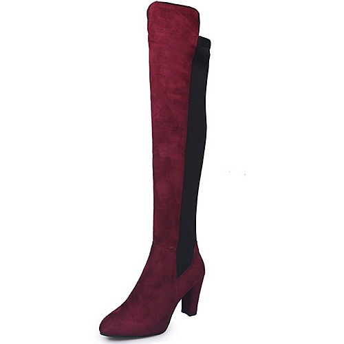 Women's Boots Knee High Boots Chunky Heel Pointed Toe Suede Knee High Boots Winter Black / Red / Gray
Women's Boots Knee High Boots Chunky Heel Pointed Toe Suede Knee High Boots Winter Black / Red / Gray