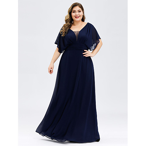 A-Line Elegant Formal Evening Dress Plunging Neck Short Sleeve Floor Length Tulle with 2021
A-Line Elegant Formal Evening Dress Plunging Neck Short Sleeve Floor Length Tulle with 2021