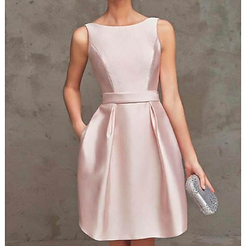 A-Line Minimalist Graduation Cocktail Party Dress Boat Neck Sleeveless Short / Mini Satin with Pleats 2021
A-Line Minimalist Graduation Cocktail Party Dress Boat Neck Sleeveless Short / Mini Satin with Pleats 2021