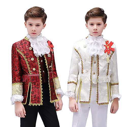 Prince Aristocrat Retro Vintage Medieval Coat Corset Pants Outfits Boys' Kid's Costume Wine / Red / Beige Vintage Cosplay Party Long Sleeve Pantsuit / Jumpsuit / Vest / Collar / Vest / Collar
Prince Aristocrat Retro Vintage Medieval Coat Corset Pants Outfits Boys' Kid's Costume Wine / Red / Beige Vintage Cosplay Party Long Sleeve Pantsuit / Jumpsuit / Vest / Collar / Vest / Collar