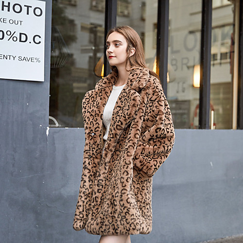 Women's Leopard Winter Faux Fur Coat Long Daily Long Sleeve Faux Fur Coat Tops Brown
Women's Leopard Winter Faux Fur Coat Long Daily Long Sleeve Faux Fur Coat Tops Brown