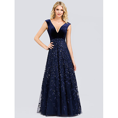 A-Line Elegant Prom Dress Plunging Neck Sleeveless Floor Length Lace Velvet with Pleats Sequin Appliques 2021
A-Line Elegant Prom Dress Plunging Neck Sleeveless Floor Length Lace Velvet with Pleats Sequin Appliques 2021
