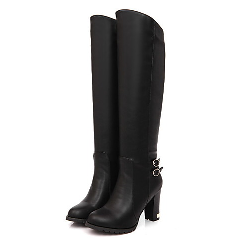 Women's Boots Knee High Boots Chunky Heel Round Toe PU Knee High Boots Summer Black / Brown / Beige 
Women's Boots Knee High Boots Chunky Heel Round Toe PU Knee High Boots Summer Black / Brown / Beige