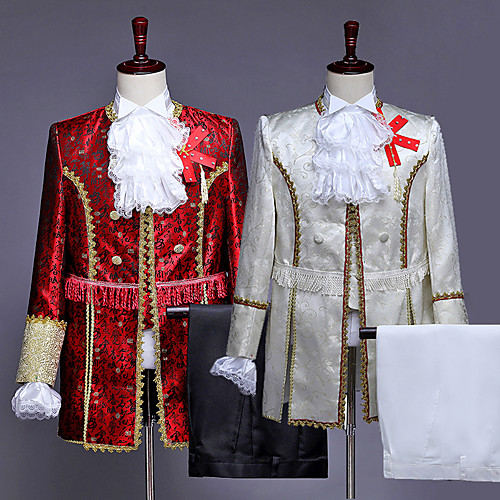 Prince Aristocrat Retro Vintage Medieval Coat Pants Outfits Masquerade Men's Tassel Fringe Costume Hat Wine / White / Red Vintage Cosplay Party Long Sleeve Pantsuit / Jumpsuit
Prince Aristocrat Retro Vintage Medieval Coat Pants Outfits Masquerade Men's Tassel Fringe Costume Hat Wine / White / Red Vintage Cosplay Party Long Sleeve Pantsuit / Jumpsuit