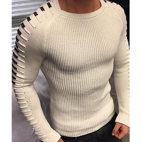 

Men's Solid Colored Long Sleeve Pullover Sweater Jumper, Round Neck Black / White / Blue US32 / UK32 / EU40 / US34 / UK34 / EU42 / US36 / UK36 / EU44