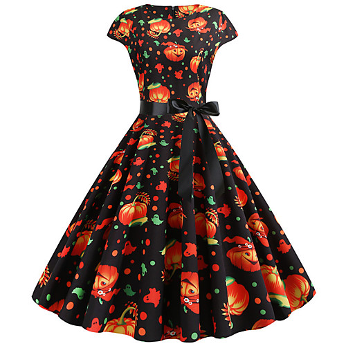 Pumpkin Dress Adults Women's Vintage Vacation Dress Halloween Halloween Festival / Holiday Polyster Black Women's Easy Carnival Costumes
Pumpkin Dress Adults Women's Vintage Vacation Dress Halloween Halloween Festival / Holiday Polyster Black Women's Easy Carnival Costumes