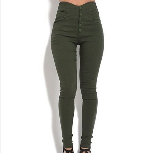 Women's Basic Slim Pants - Solid Colored Button High Waist Black Green Brown S / M / L
Women's Basic Slim Pants - Solid Colored Button High Waist Black Green Brown S / M / L