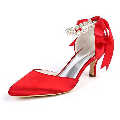 Women's Wedding Shoes Lace up Stiletto Heel Pointed Toe Imitation Pearl / Ribbon Tie Satin Sweet Fall / Spring & Summer Purple / Red / Dark Purple / Party & Evening 
Women's Wedding Shoes Lace up Stiletto Heel Pointed Toe Imitation Pearl / Ribbon Tie Satin Sweet Fall / Spring & Summer Purple / Red / Dark Purple / Party & Evening