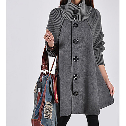 Women's Daily Basic Fall & Winter Long Coat, Solid Colored Round Neck Long Sleeve Polyester Black / Red / Gray
Women's Daily Basic Fall & Winter Long Coat, Solid Colored Round Neck Long Sleeve Polyester Black / Red / Gray