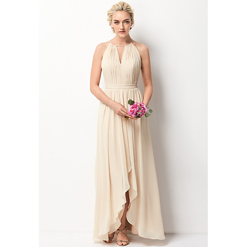 A-Line Halter Neck Floor Length Chiffon Bridesmaid Dress with Sash / Ribbon / Split Front
A-Line Halter Neck Floor Length Chiffon Bridesmaid Dress with Sash / Ribbon / Split Front