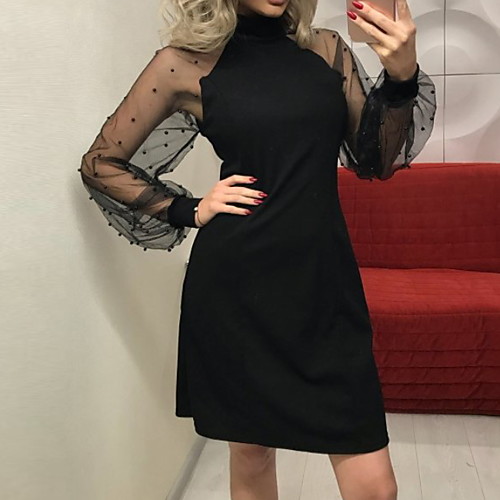 Women's Sheath Dress - Long Sleeve Solid Colored Mesh Patchwork Going out Puff Sleeve Slim Black Blushing Pink Royal Blue S M L XL XXL
Women's Sheath Dress - Long Sleeve Solid Colored Mesh Patchwork Going out Puff Sleeve Slim Black Blushing Pink Royal Blue S M L XL XXL