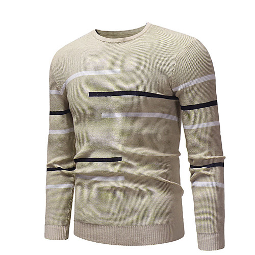 

Men's Color Block Long Sleeve Slim Pullover Sweater Jumper, Round Neck Fall / Winter Wine / Khaki / Navy Blue US32 / UK32 / EU40 / US34 / UK34 / EU42 / US36 / UK36 / EU44