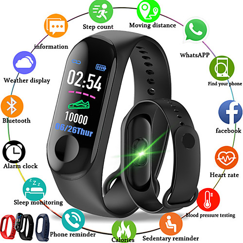 

M3 Smart Wristband BT Fitness Tracker Support Notify/Heart Rate Monitor Waterproof Sport Bluetooth Smartwatch Compatible IOS/Android Phones