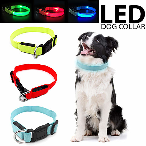 

Dog Cat Pets Collar Light Up Collar Adjustable / Retractable LED Lights Flashing Solid Colored Polyester Small Dog Black Yellow Red Blue Pink