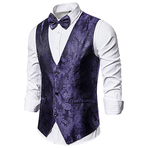 Black / Blue / Purple Geometric Regular Fit / Skinny Polyester Men's Suit - V Neck
Black / Blue / Purple Geometric Regular Fit / Skinny Polyester Men's Suit - V Neck