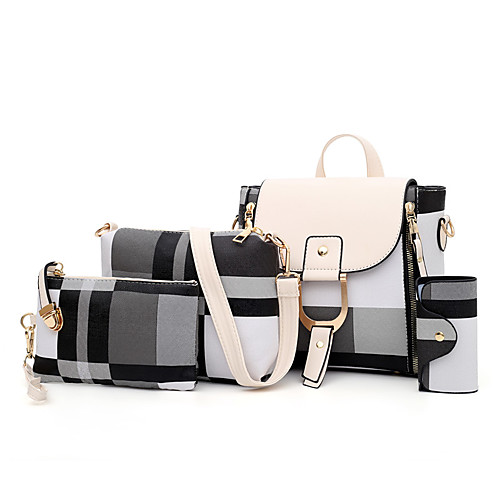 Women's Pattern / Print / Zipper PU Bag Set 2020 Lattice 4 Pieces Purse Set White / Black / Red
Women's Pattern / Print / Zipper PU Bag Set 2020 Lattice 4 Pieces Purse Set White / Black / Red