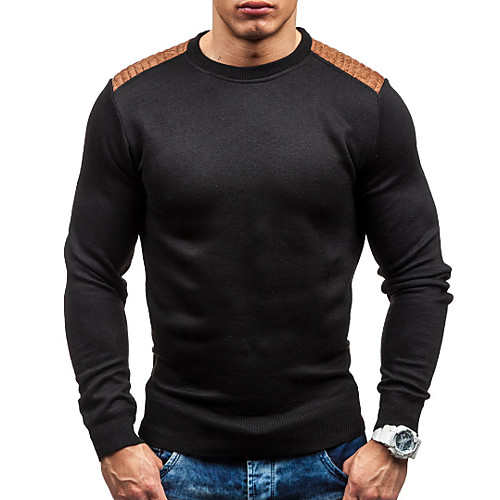 

Men's Solid Colored Long Sleeve Pullover Sweater Jumper, Round Neck Black / Dark Gray / Navy Blue US32 / UK32 / EU40 / US34 / UK34 / EU42 / US36 / UK36 / EU44