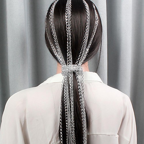 

Alloy Head Chain / Hair Accessory / Crochet Hair Braids with Faux Pearl / Chain 1 Piece Wedding / Outdoor Headpiece