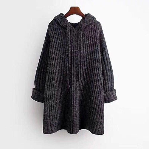 Women's Basic Knitted Solid Color Plain Pullover Acrylic Fibers Long Sleeve Plus Size Sweater Cardigans Hooded Fall Dark Gray
Women's Basic Knitted Solid Color Plain Pullover Acrylic Fibers Long Sleeve Plus Size Sweater Cardigans Hooded Fall Dark Gray