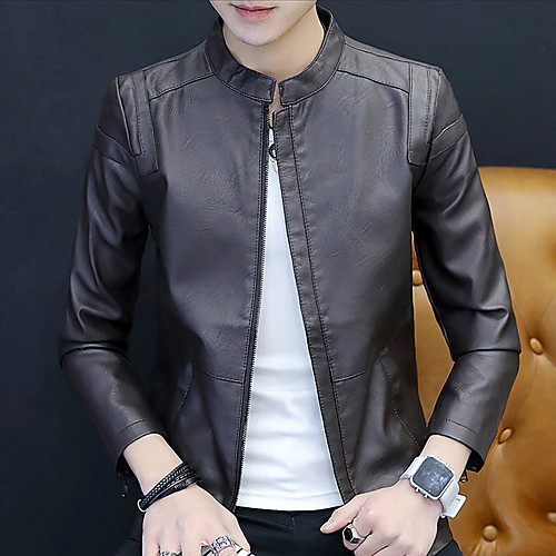 Men's Solid Colored Winter Faux Leather Jacket Regular Daily Long Sleeve PU Coat Tops Black
Men's Solid Colored Winter Faux Leather Jacket Regular Daily Long Sleeve PU Coat Tops Black
