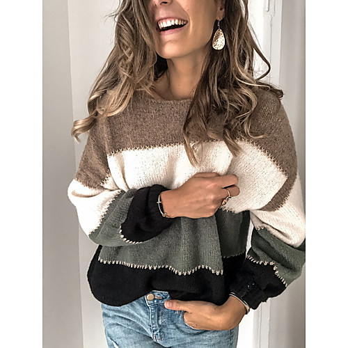 Women's Striped Pullover Long Sleeve Sweater Cardigans Round Neck Black Blue Purple
Women's Striped Pullover Long Sleeve Sweater Cardigans Round Neck Black Blue Purple
