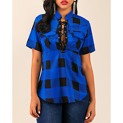 Women's Shirt Striped Plus Size Lace up Long Sleeve Daily Tops Basic Blue Red Green
Women's Shirt Striped Plus Size Lace up Long Sleeve Daily Tops Basic Blue Red Green
