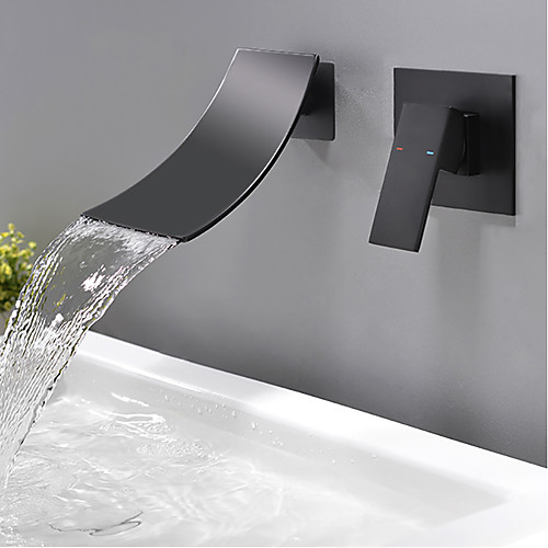 Bathroom Sink Faucet - Wall Mount / Waterfall Black Wall Mounted Single Handle Two HolesBath Taps / Brass
Bathroom Sink Faucet - Wall Mount / Waterfall Black Wall Mounted Single Handle Two HolesBath Taps / Brass