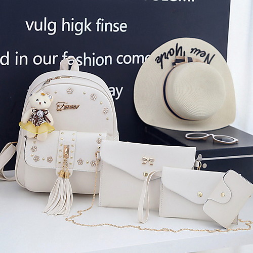 Women's Zipper / Chain PU Bag Set Solid Color 4 Pieces Purse Set Black / Blushing Pink / Beige
Women's Zipper / Chain PU Bag Set Solid Color 4 Pieces Purse Set Black / Blushing Pink / Beige