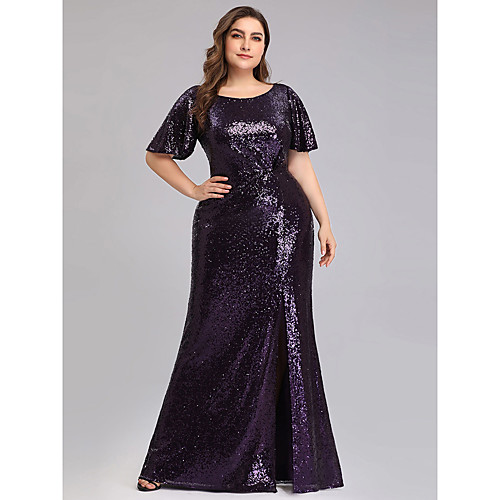Sheath / Column Plus Size Prom Formal Evening Dress Jewel Neck Half Sleeve Floor Length Sequined with Sequin Split 2021
Sheath / Column Plus Size Prom Formal Evening Dress Jewel Neck Half Sleeve Floor Length Sequined with Sequin Split 2021