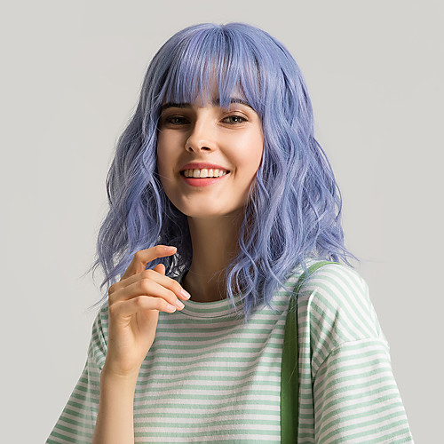 Synthetic Wig Bangs Curly Side Part Neat Bang With Bangs Wig Medium Length Purple / Blue Green Medium Brown / Light Blonde Purple Light Purple Synthetic Hair 12 inch Women's Cute Cosplay Women Blue
Synthetic Wig Bangs Curly Side Part Neat Bang With Bangs Wig Medium Length Purple / Blue Green Medium Brown / Light Blonde Purple Light Purple Synthetic Hair 12 inch Women's Cute Cosplay Women Blue