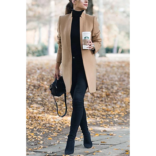 Women's Daily Basic Fall / Winter Long Coat, Solid Colored Stand Long Sleeve Polyester Wine / Khaki / Gray
Women's Daily Basic Fall / Winter Long Coat, Solid Colored Stand Long Sleeve Polyester Wine / Khaki / Gray