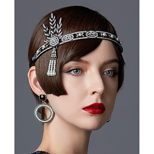 

The Great Gatsby Roaring 20s 1920s Lace Up Flapper Headband Women's Lace up Rhinestones Costume Golden / Black / Silver Vintage Cosplay Party Masquerade Prom