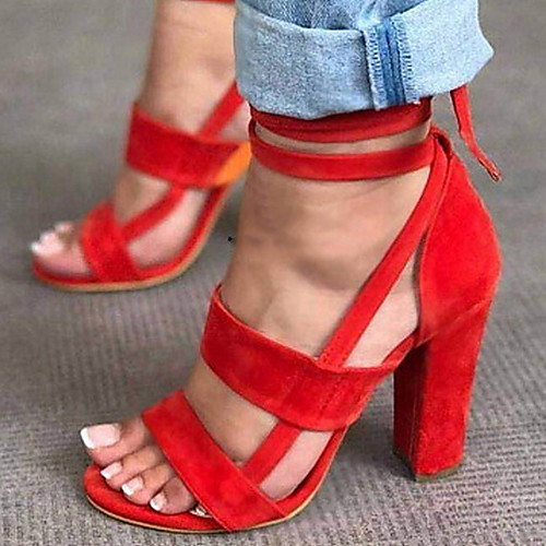 Women's Sandals Lace up Chunky Heel Round Toe Suede Spring & Summer Red / Burgundy / Pink
Women's Sandals Lace up Chunky Heel Round Toe Suede Spring & Summer Red / Burgundy / Pink