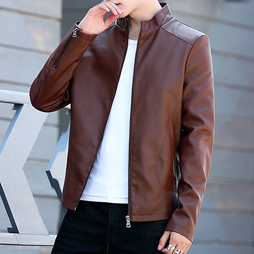 Men's Solid Colored Winter Faux Leather Jacket Regular Daily Long Sleeve PU Coat Tops Black
Men's Solid Colored Winter Faux Leather Jacket Regular Daily Long Sleeve PU Coat Tops Black