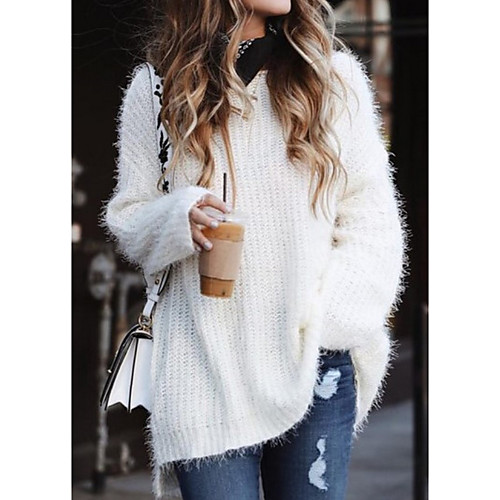 Women's Solid Colored Long Sleeve Plus Size Loose Pullover Sweater Jumper, V Neck White / Blushing Pink / Blue S / M / L
Women's Solid Colored Long Sleeve Plus Size Loose Pullover Sweater Jumper, V Neck White / Blushing Pink / Blue S / M / L