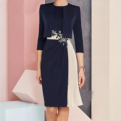 Women's Shift Dress - 3/4 Length Sleeve Color Block Navy Blue M L XL XXL XXXL
Women's Shift Dress - 3/4 Length Sleeve Color Block Navy Blue M L XL XXL XXXL