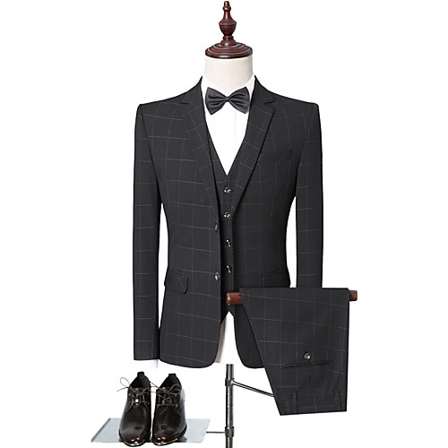 Black / Light Grey Checkered Slim Fit Polyester Suit - Notch Single Breasted Two-buttons / Suits
Black / Light Grey Checkered Slim Fit Polyester Suit - Notch Single Breasted Two-buttons / Suits