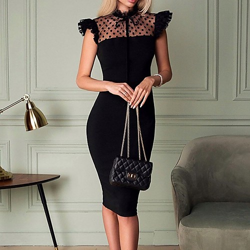 Women's Bodycon Knee Length Dress Black Sleeveless Polka Dot Mesh Spring & Summer Crew Neck Hot Elegant 2021 S M L XL XXL
Women's Bodycon Knee Length Dress Black Sleeveless Polka Dot Mesh Spring & Summer Crew Neck Hot Elegant 2021 S M L XL XXL