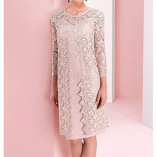 Two Piece Sheath / Column Mother of the Bride Dress Wrap Included V Neck Knee Length Lace Short Sleeve with Appliques Ruching 2021
Two Piece Sheath / Column Mother of the Bride Dress Wrap Included V Neck Knee Length Lace Short Sleeve with Appliques Ruching 2021