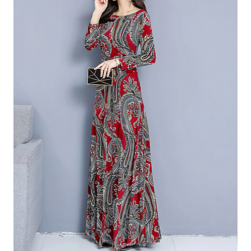 Women's Maxi A Line Dress - Long Sleeve Geometric Print Print Red S M L XL XXL XXXL XXXXL
Women's Maxi A Line Dress - Long Sleeve Geometric Print Print Red S M L XL XXL XXXL XXXXL