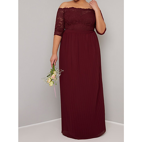 A-Line Off Shoulder Floor Length Chiffon / Lace Bridesmaid Dress with Appliques / Ruching
A-Line Off Shoulder Floor Length Chiffon / Lace Bridesmaid Dress with Appliques / Ruching