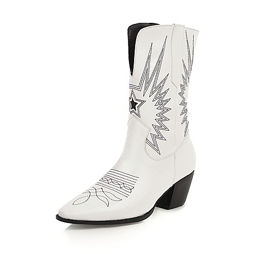 Women's Boots Cowboy / Western Boots Chunky Heel Square Toe PU Mid-Calf Boots Vintage Fall & Winter Black / White / Party & Evening
Women's Boots Cowboy / Western Boots Chunky Heel Square Toe PU Mid-Calf Boots Vintage Fall & Winter Black / White / Party & Evening