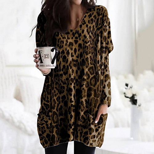 Women's Plus Size Leopard Print Loose T-shirt Basic Daily V Neck Khaki / Brown / Gray
Women's Plus Size Leopard Print Loose T-shirt Basic Daily V Neck Khaki / Brown / Gray