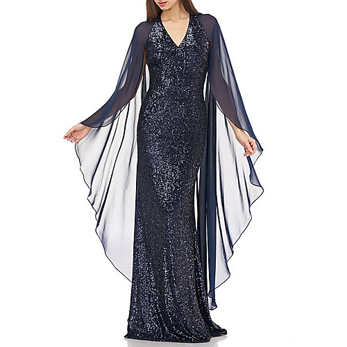 Sheath / Column Elegant Formal Evening Dress V Neck Long Sleeve Floor Length Chiffon Lace with Sequin 2021
Sheath / Column Elegant Formal Evening Dress V Neck Long Sleeve Floor Length Chiffon Lace with Sequin 2021