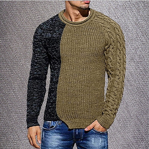 Men's Color Block Pullover Long Sleeve Sweater Cardigans Round Black Khaki Green
Men's Color Block Pullover Long Sleeve Sweater Cardigans Round Black Khaki Green