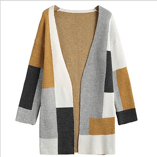 Women's Color Block Long Sleeve Cardigan Sweater Jumper, V Neck Beige S / M / L
Women's Color Block Long Sleeve Cardigan Sweater Jumper, V Neck Beige S / M / L