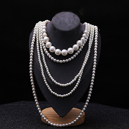 

Women's Layered Necklace Pearl Strands Long Ladies Asian Bridal Multi Layer Pearl White Black Red Light gray Necklace Jewelry 1pc For Wedding Party Special Occasion Birthday Gift / Pearl Necklace